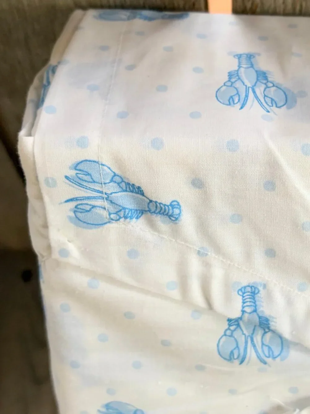Laura Ashley FULL Size Blue Lobster Cotton Sheet Set crisp cotton percale